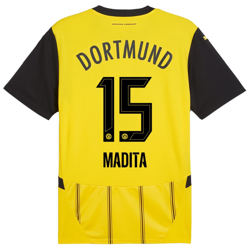 Femme Football Maillot Kohorst Madita #15 Jaune Noir Tenues Domicile 2024/25