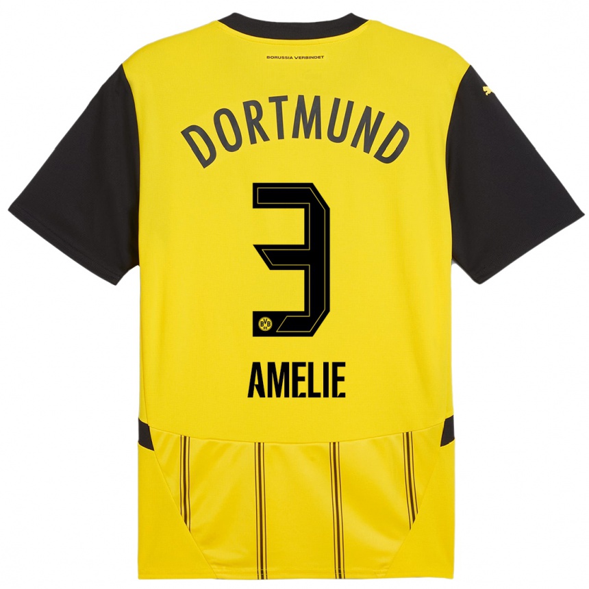 Femme Football Maillot Berger Amelie #3 Jaune Noir Tenues Domicile 2024/25