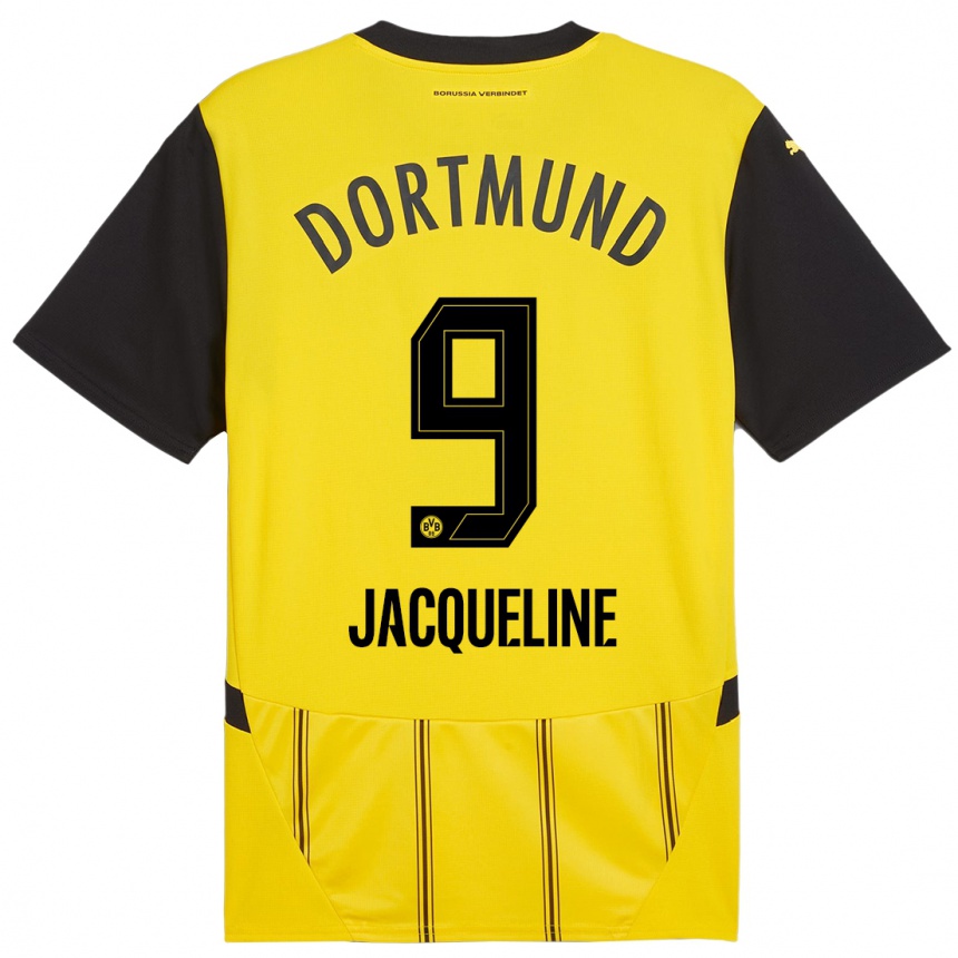 Femme Football Maillot Moreno Jacqueline #9 Jaune Noir Tenues Domicile 2024/25