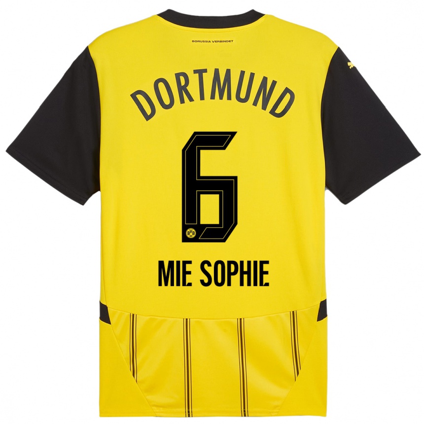 Femme Football Maillot Sando Mie Sophie #6 Jaune Noir Tenues Domicile 2024/25