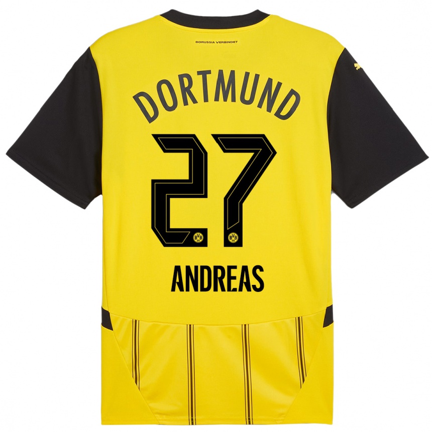 Femme Football Maillot Kuno Andreas #27 Jaune Noir Tenues Domicile 2024/25