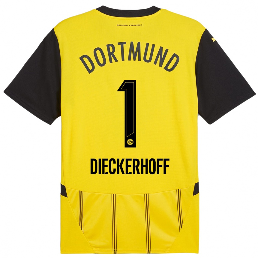 Femme Football Maillot Max Dieckerhoff #1 Jaune Noir Tenues Domicile 2024/25