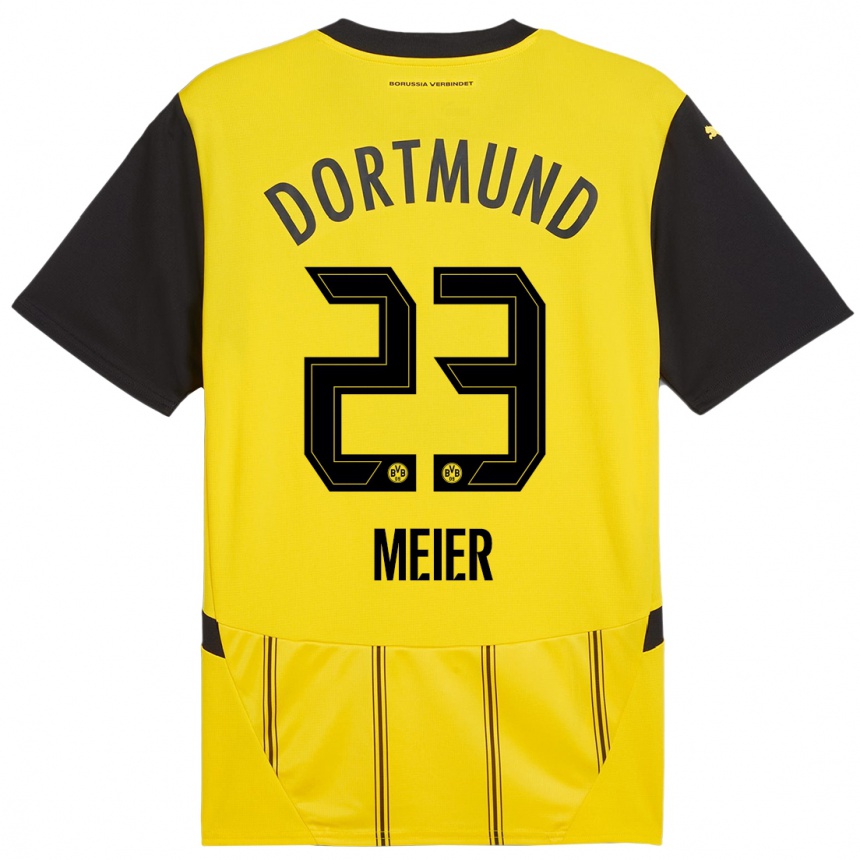 Femme Football Maillot Maximilian Meier #23 Jaune Noir Tenues Domicile 2024/25