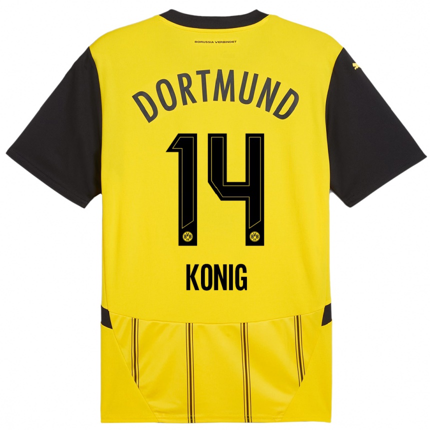 Femme Football Maillot Raul Konig #14 Jaune Noir Tenues Domicile 2024/25