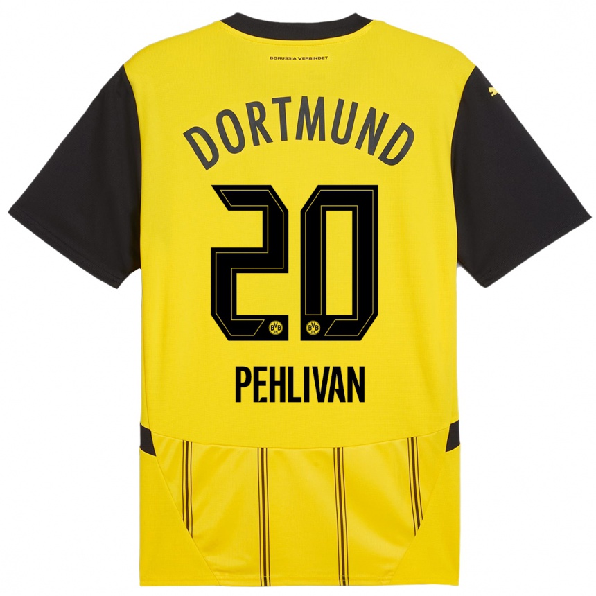 Femme Football Maillot Miran Pehlivan #20 Jaune Noir Tenues Domicile 2024/25