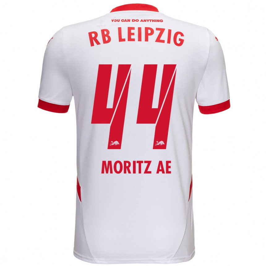 Femme Football Maillot Moritz Aé #44 Blanc Rouge Tenues Domicile 2024/25