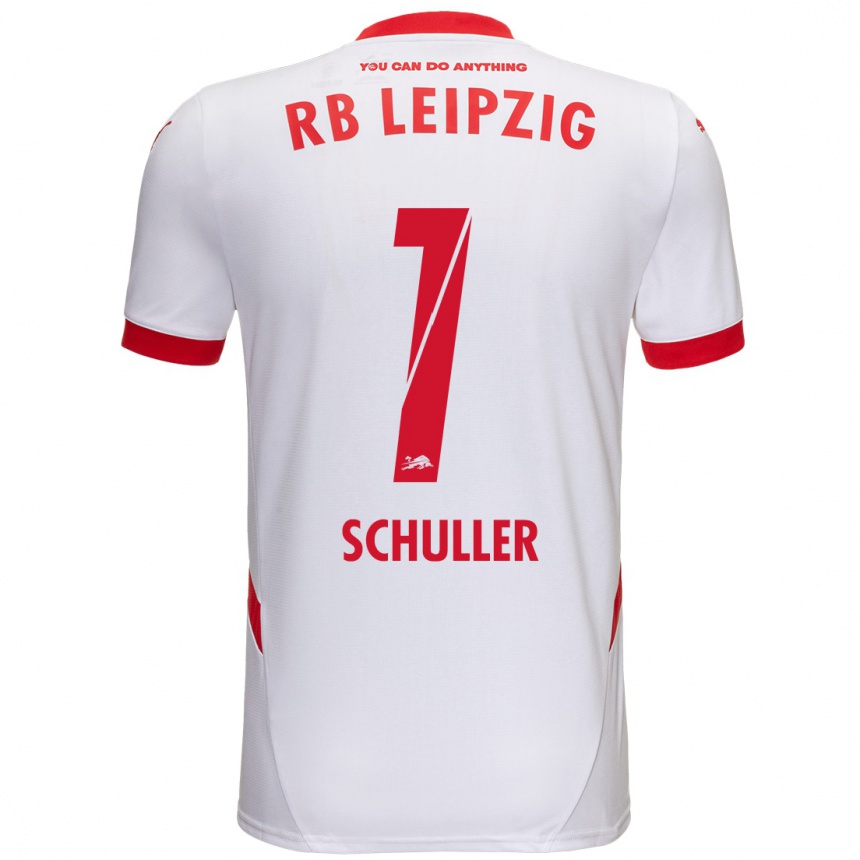 Femme Football Maillot Gina Schüller #1 Blanc Rouge Tenues Domicile 2024/25