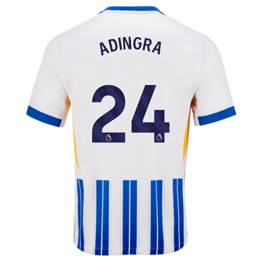 Femme Football Maillot Simon Adingra #24 Blanc Bleu À Rayures Fines Tenues Domicile 2024/25