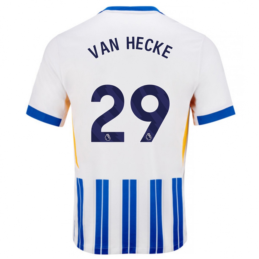 Femme Football Maillot Jan Paul Van Hecke #29 Blanc Bleu À Rayures Fines Tenues Domicile 2024/25