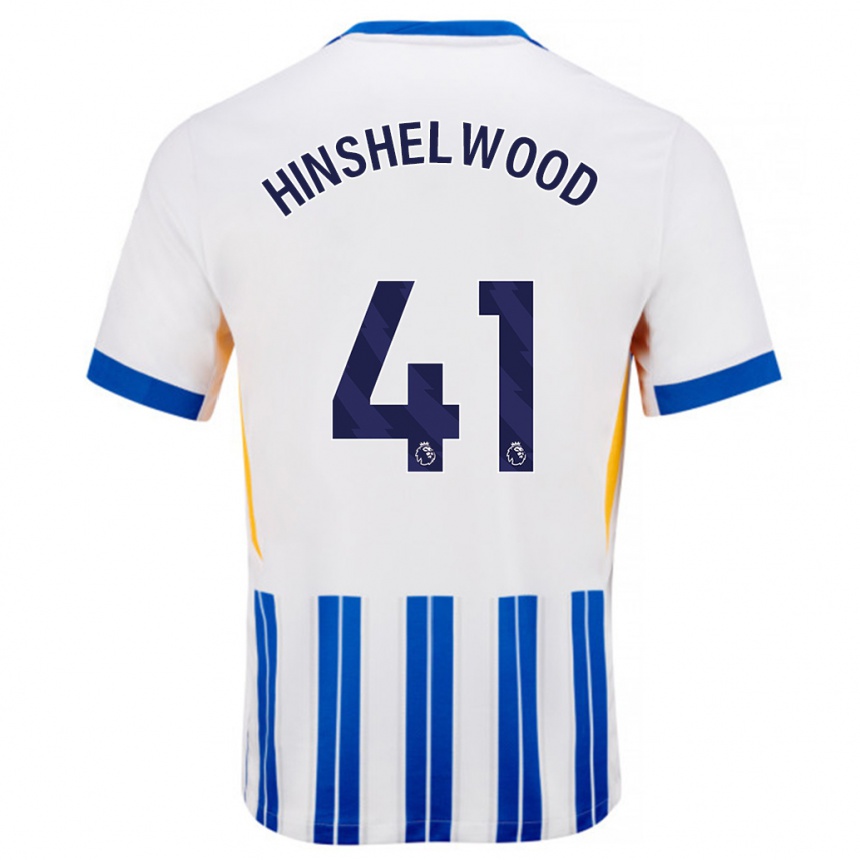 Femme Football Maillot Jack Hinshelwood #41 Blanc Bleu À Rayures Fines Tenues Domicile 2024/25