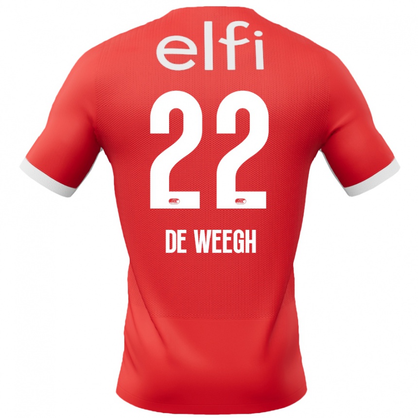 Femme Football Maillot Bo Op De Weegh #22 Rouge Blanc Tenues Domicile 2024/25