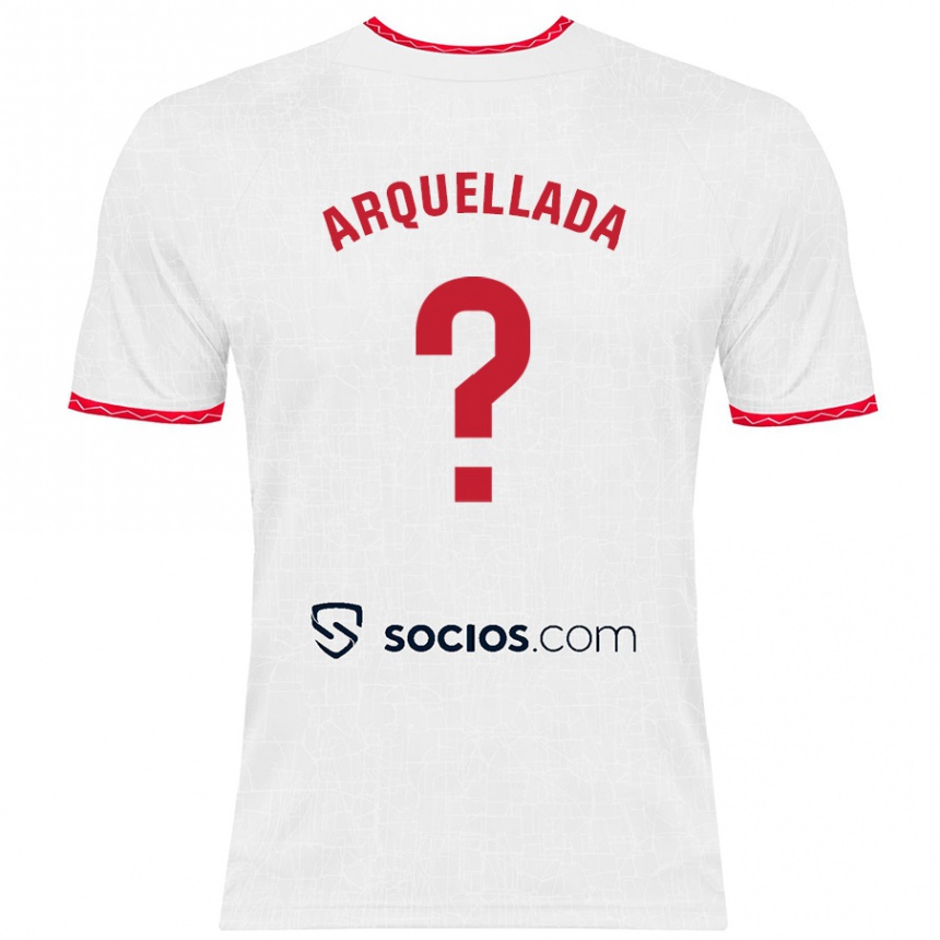 Femme Football Maillot Álvaro Arquellada #0 Blanc Rouge Tenues Domicile 2024/25