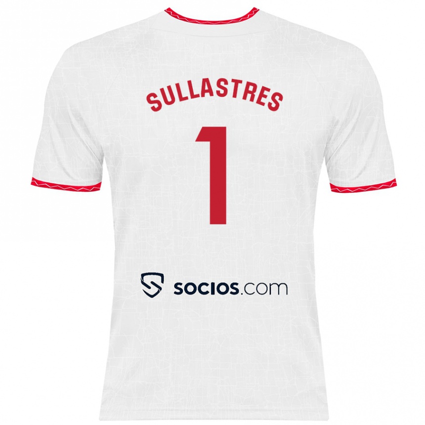 Femme Football Maillot Esther Sullastres Ayuso #1 Blanc Rouge Tenues Domicile 2024/25