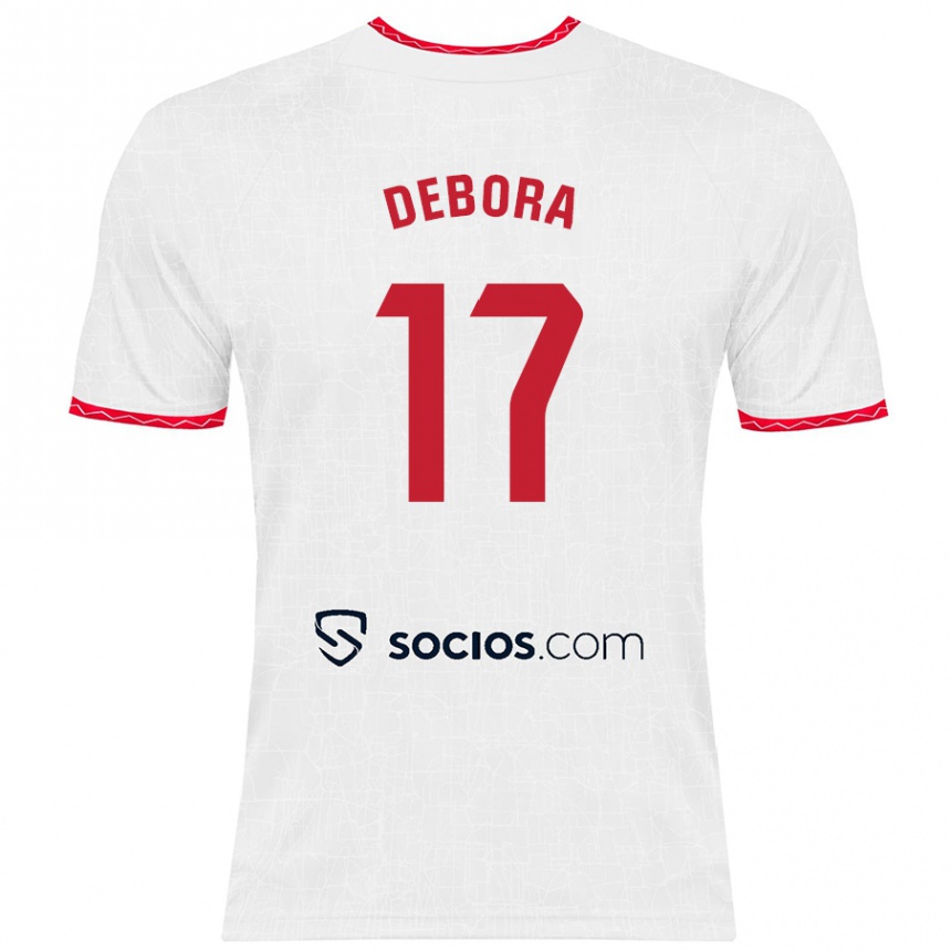 Femme Football Maillot Débora García Mateo #17 Blanc Rouge Tenues Domicile 2024/25