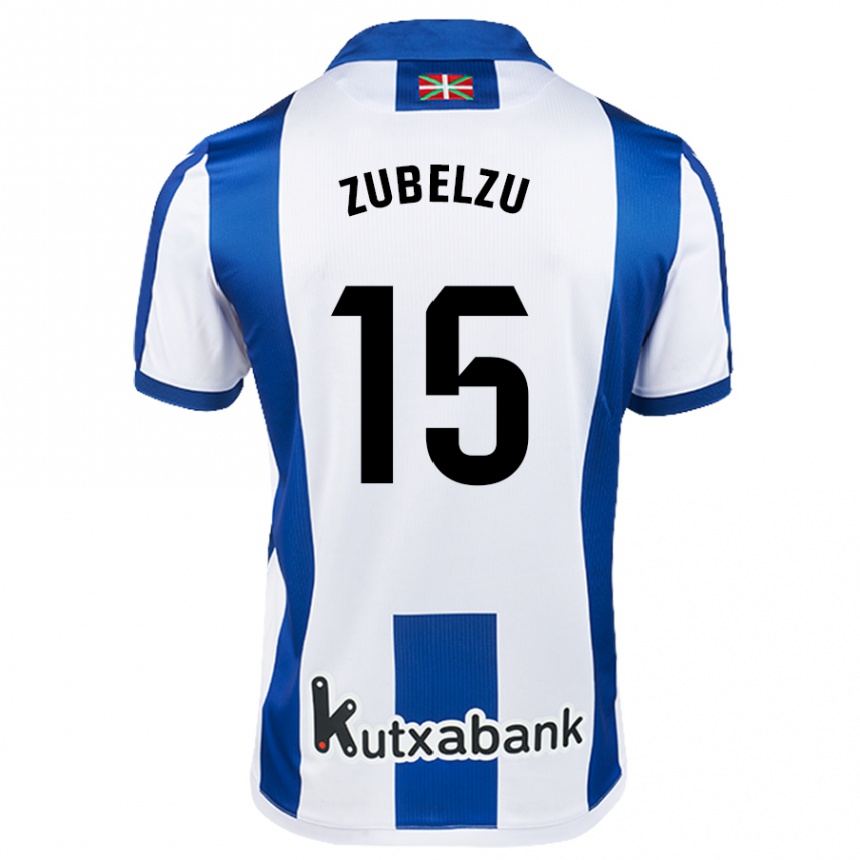 Femme Football Maillot Julen Zubelzu #15 Blanc Bleu Tenues Domicile 2024/25