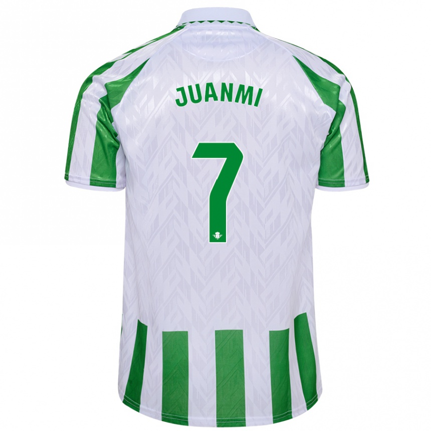 Femme Football Maillot Juanmi #7 Rayures Vertes Et Blanches Tenues Domicile 2024/25