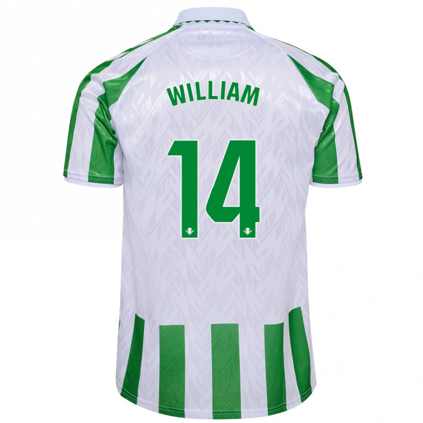 Femme Football Maillot William Carvalho #14 Rayures Vertes Et Blanches Tenues Domicile 2024/25