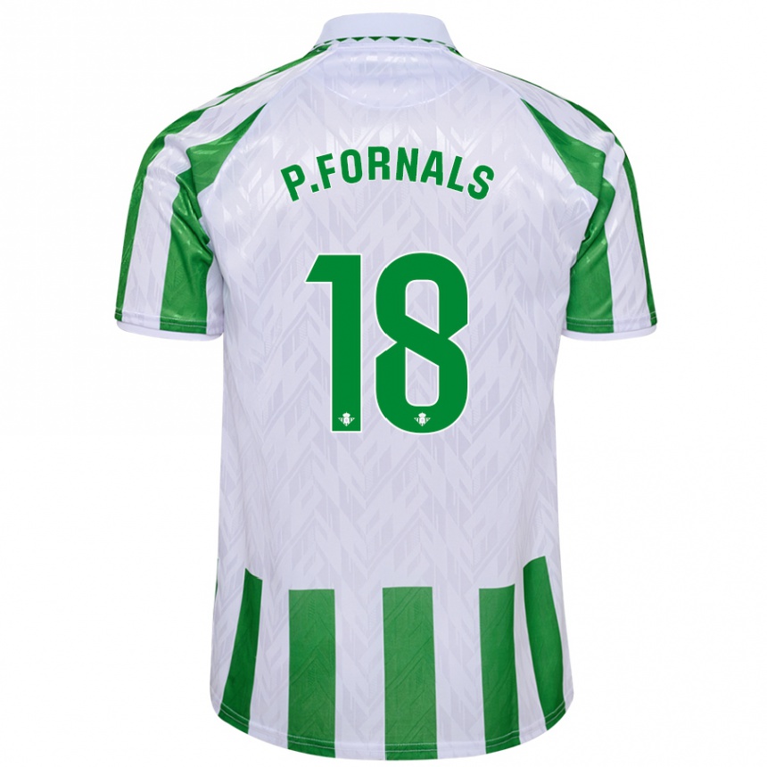 Femme Football Maillot Pablo Fornals #18 Rayures Vertes Et Blanches Tenues Domicile 2024/25