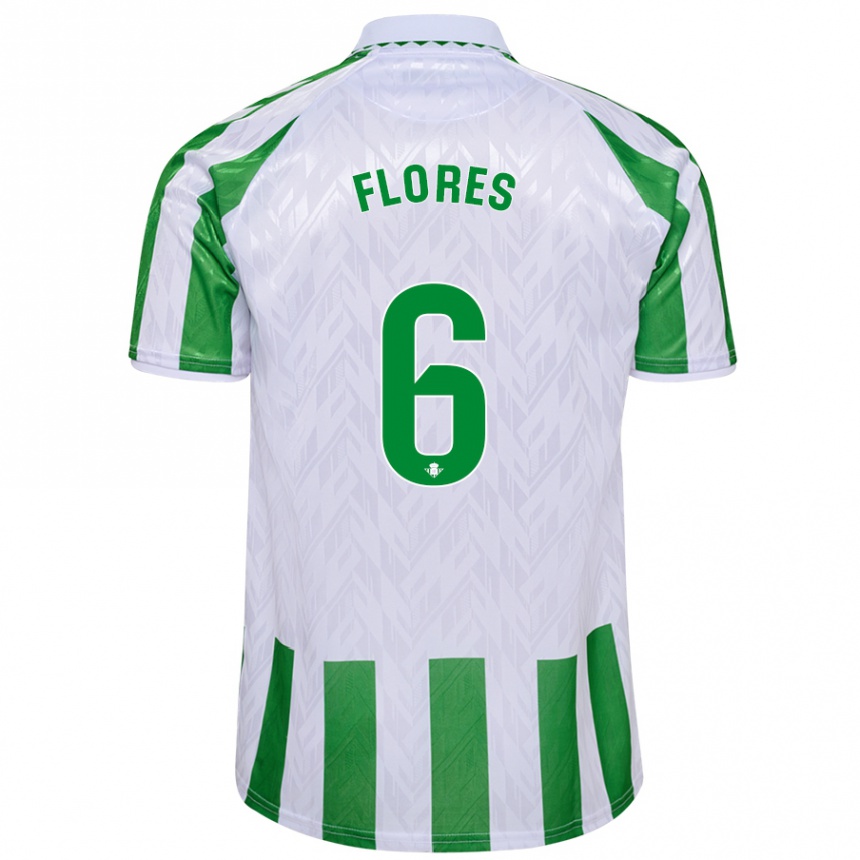 Femme Football Maillot Mateo Flores #6 Rayures Vertes Et Blanches Tenues Domicile 2024/25