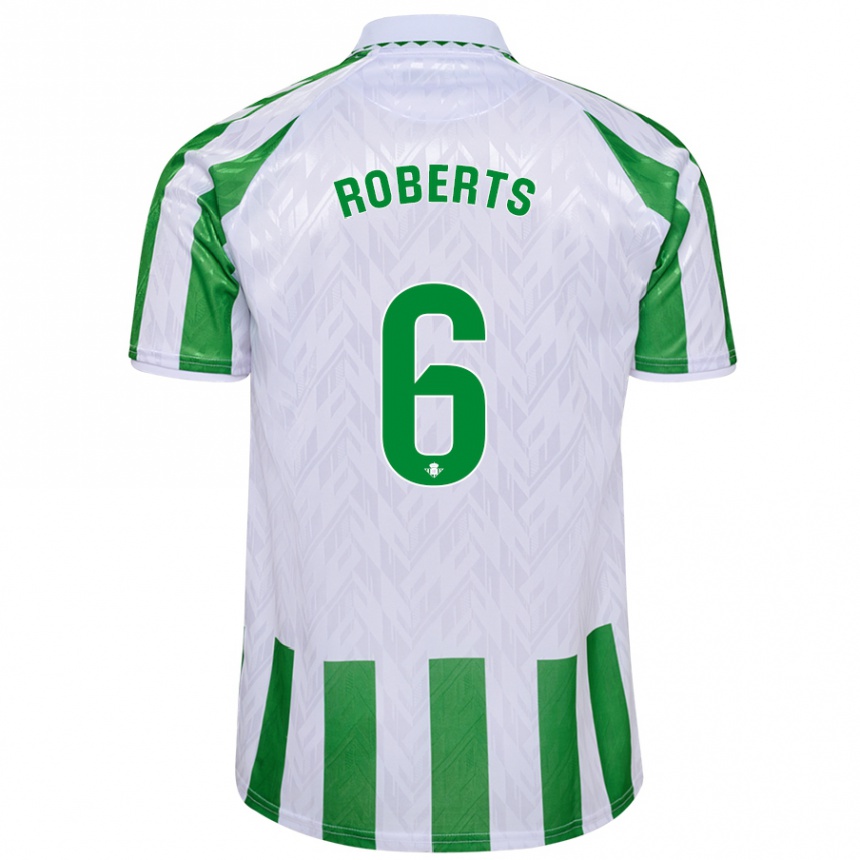 Femme Football Maillot Rhiannon Roberts #6 Rayures Vertes Et Blanches Tenues Domicile 2024/25