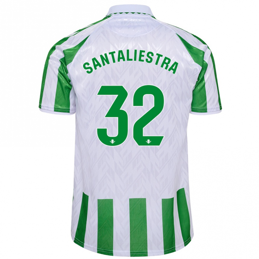 Femme Football Maillot Carla Santaliestra #32 Rayures Vertes Et Blanches Tenues Domicile 2024/25