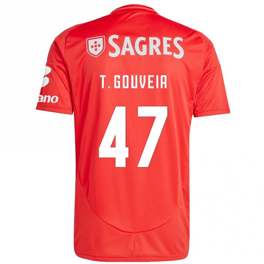 Femme Football Maillot Tiago Gouveia #47 Rouge Blanc Tenues Domicile 2024/25