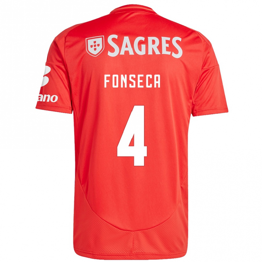 Femme Football Maillot João Fonseca #4 Rouge Blanc Tenues Domicile 2024/25