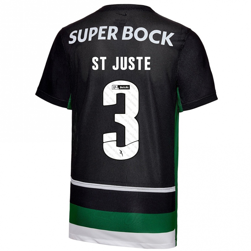 Femme Football Maillot Jerry St. Juste #3 Noir Blanc Vert Tenues Domicile 2024/25