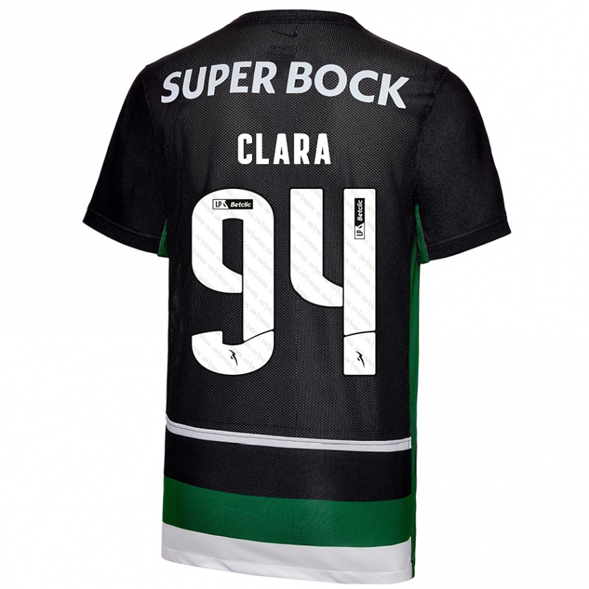 Femme Football Maillot Diogo Clara #94 Noir Blanc Vert Tenues Domicile 2024/25