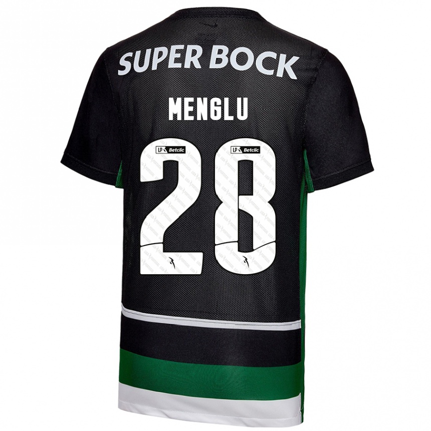 Femme Football Maillot Shen Menglu #28 Noir Blanc Vert Tenues Domicile 2024/25