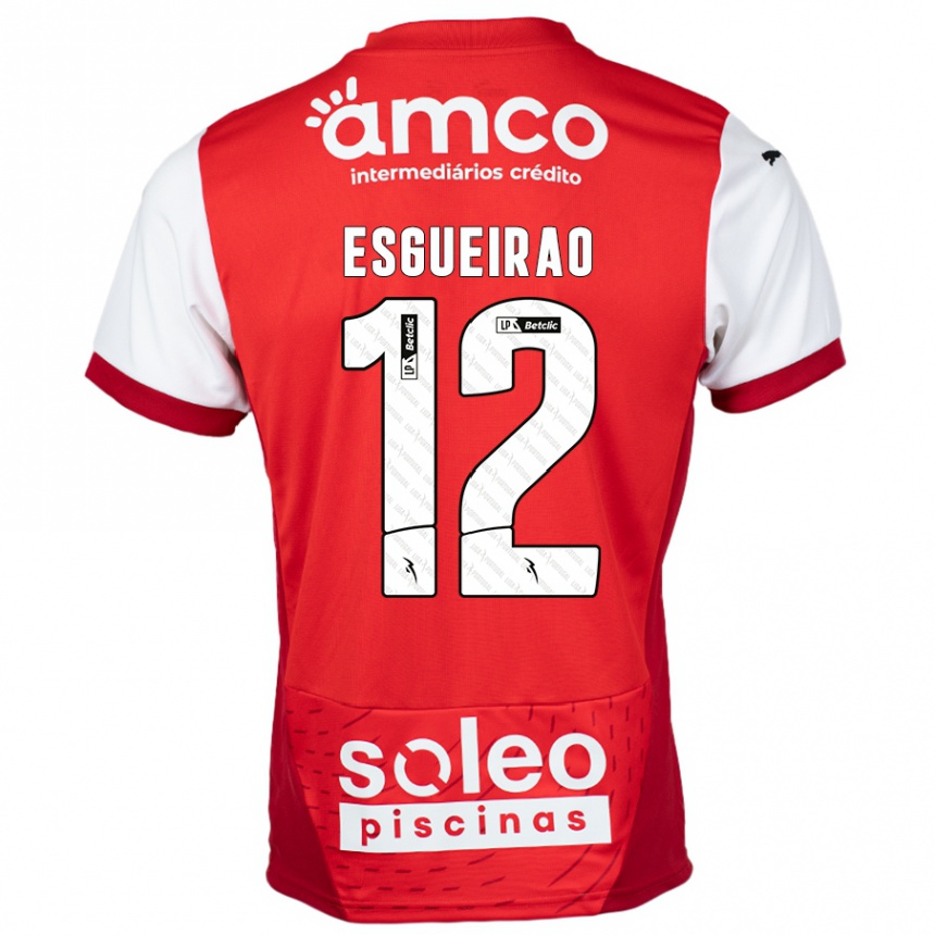 Femme Football Maillot Íris Esgueirão #12 Rouge Blanc Tenues Domicile 2024/25