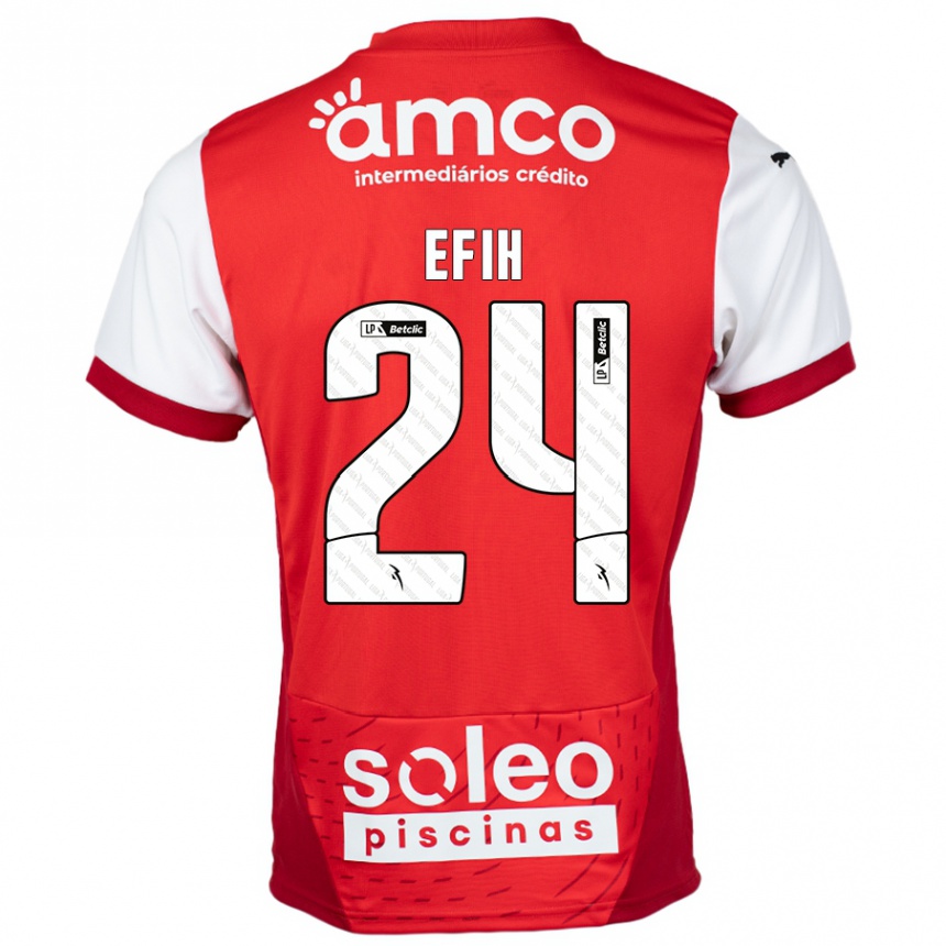 Femme Football Maillot Peace Efih #24 Rouge Blanc Tenues Domicile 2024/25