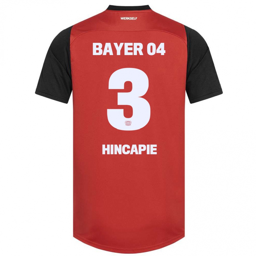 Femme Football Maillot Piero Hincapié #3 Rouge Noir Tenues Domicile 2024/25