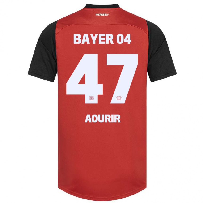 Femme Football Maillot Ayman Aourir #47 Rouge Noir Tenues Domicile 2024/25