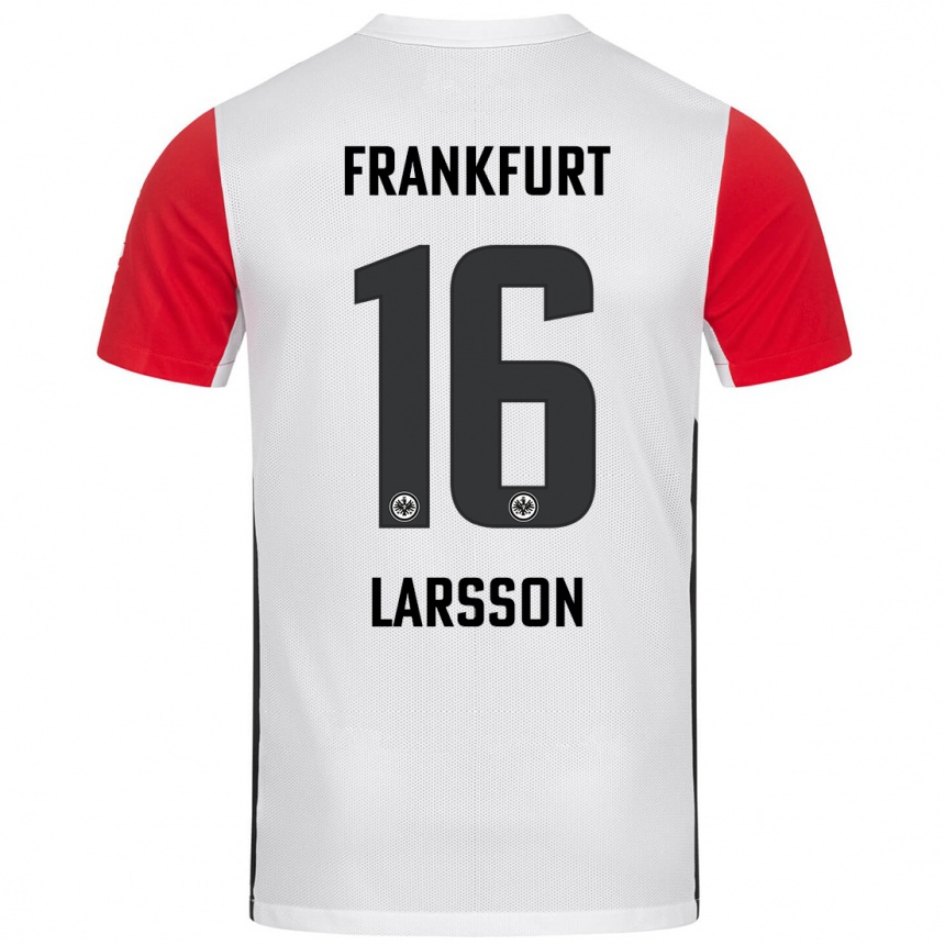 Femme Football Maillot Hugo Larsson #16 Blanc Rouge Tenues Domicile 2024/25