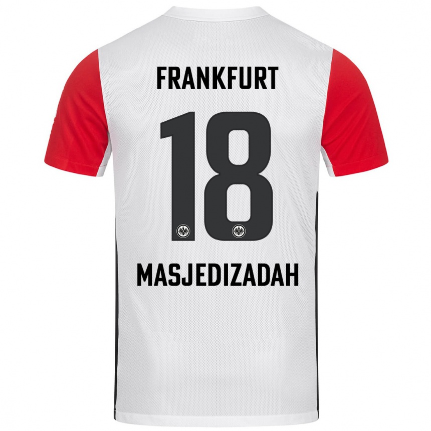 Femme Football Maillot Abolfazl Masjedizadah #18 Blanc Rouge Tenues Domicile 2024/25