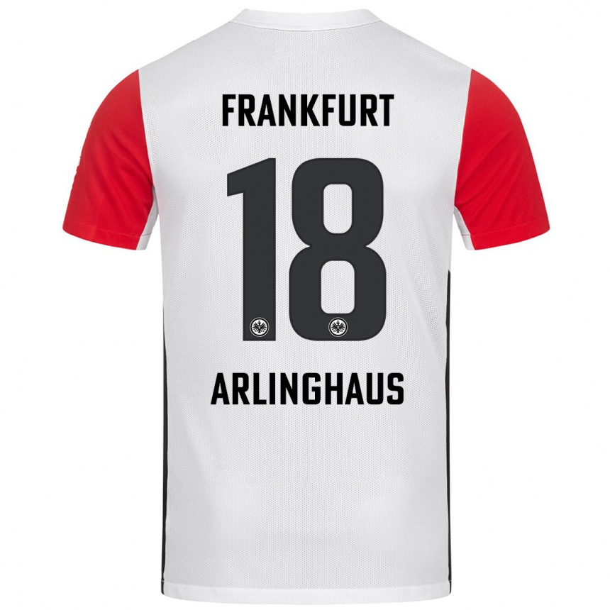 Femme Football Maillot Max Arlinghaus #18 Blanc Rouge Tenues Domicile 2024/25