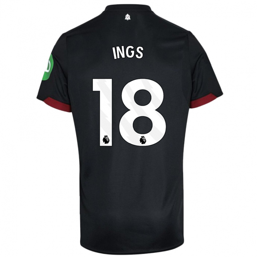 Femme Football Maillot Danny Ings #18 Noir Blanc Tenues Extérieur 2024/25