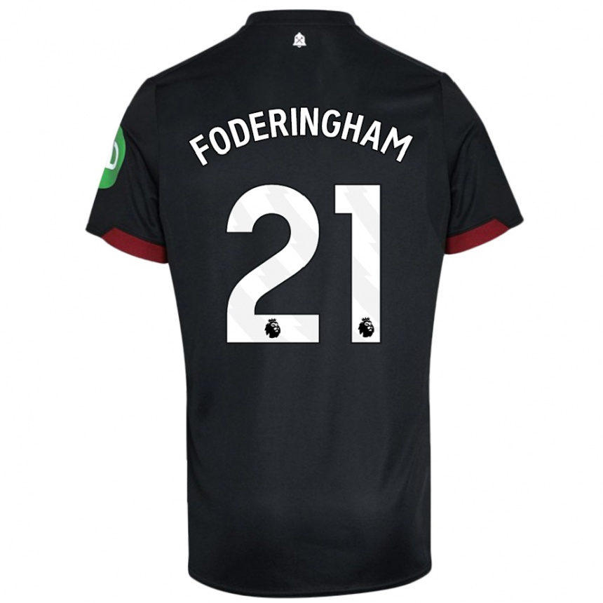 Femme Football Maillot Wes Foderingham #21 Noir Blanc Tenues Extérieur 2024/25