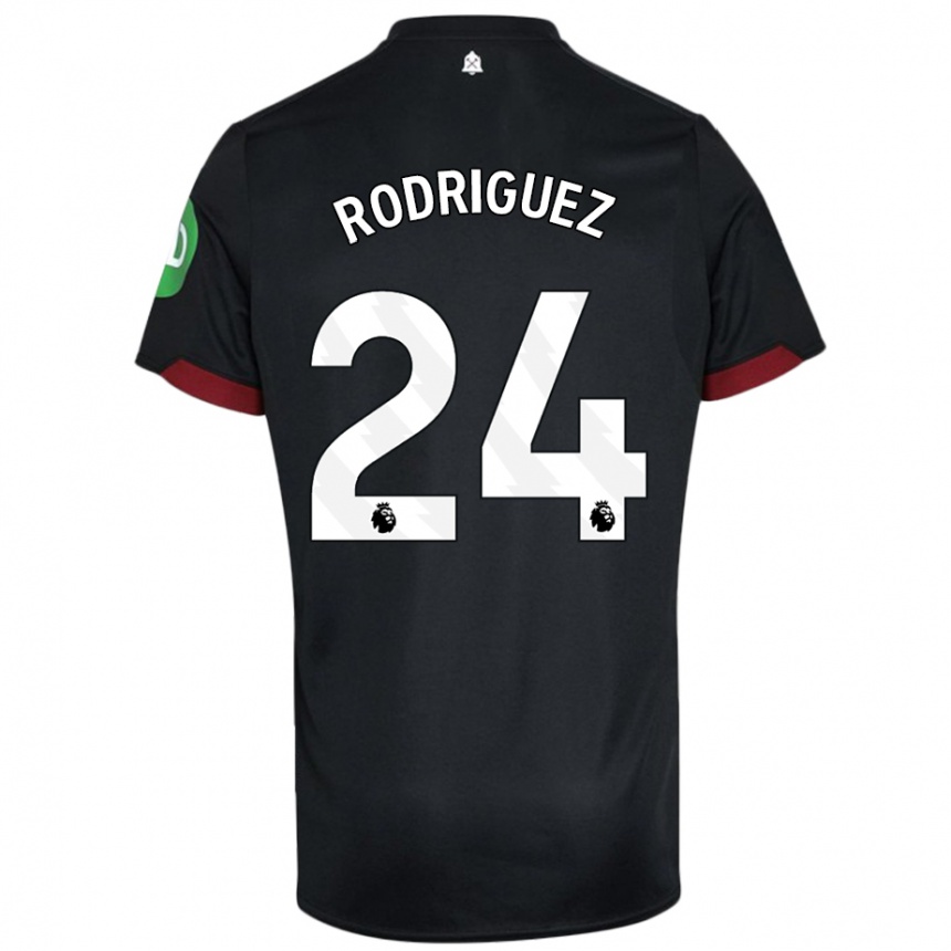 Femme Football Maillot Guido Rodríguez #24 Noir Blanc Tenues Extérieur 2024/25