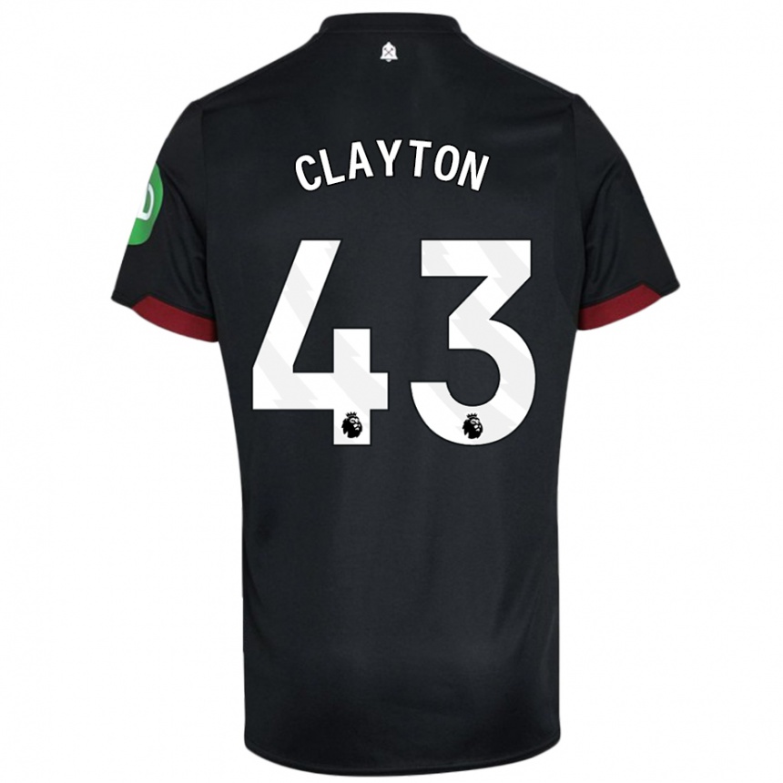 Femme Football Maillot Regan Clayton #43 Noir Blanc Tenues Extérieur 2024/25