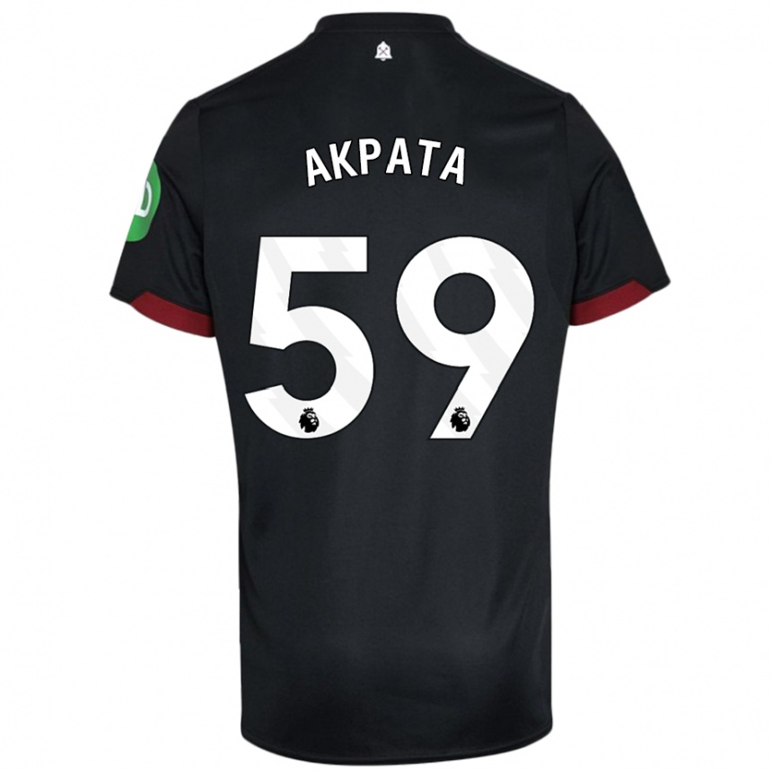 Femme Football Maillot Tyron Akpata #59 Noir Blanc Tenues Extérieur 2024/25