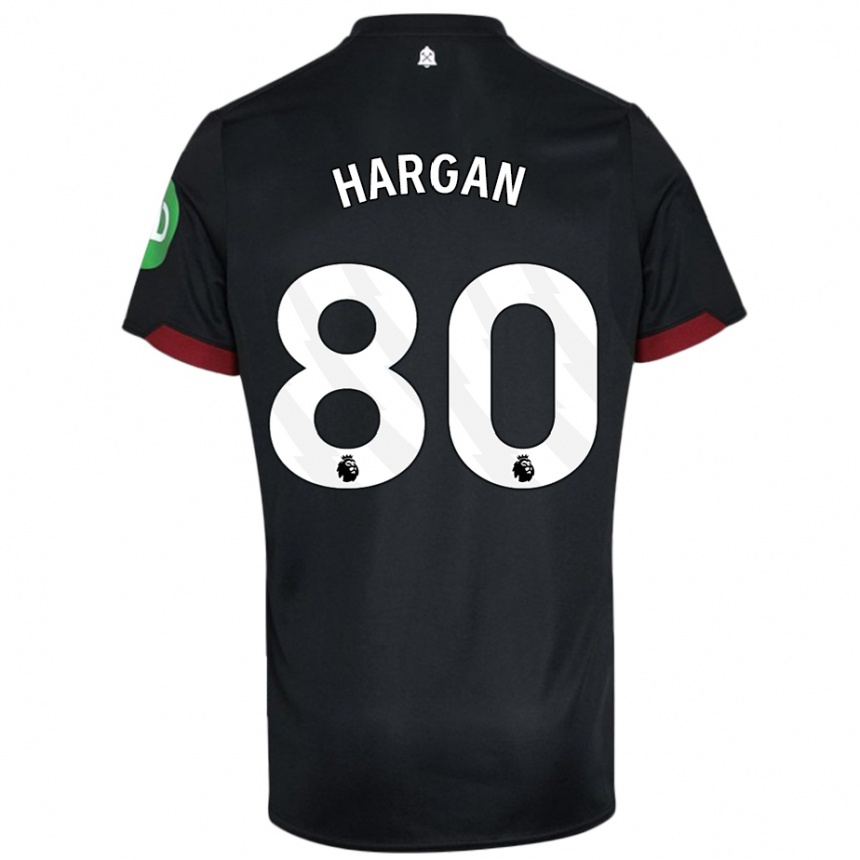 Femme Football Maillot Riley Hargan #80 Noir Blanc Tenues Extérieur 2024/25