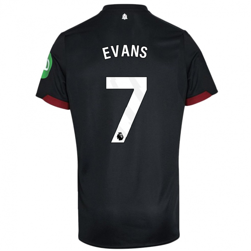 Femme Football Maillot Lisa Evans #7 Noir Blanc Tenues Extérieur 2024/25