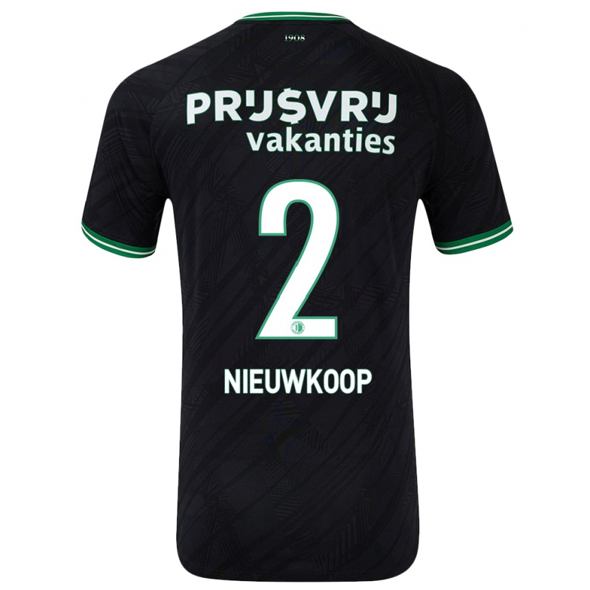 Femme Football Maillot Bart Nieuwkoop #2 Noir Vert Tenues Extérieur 2024/25