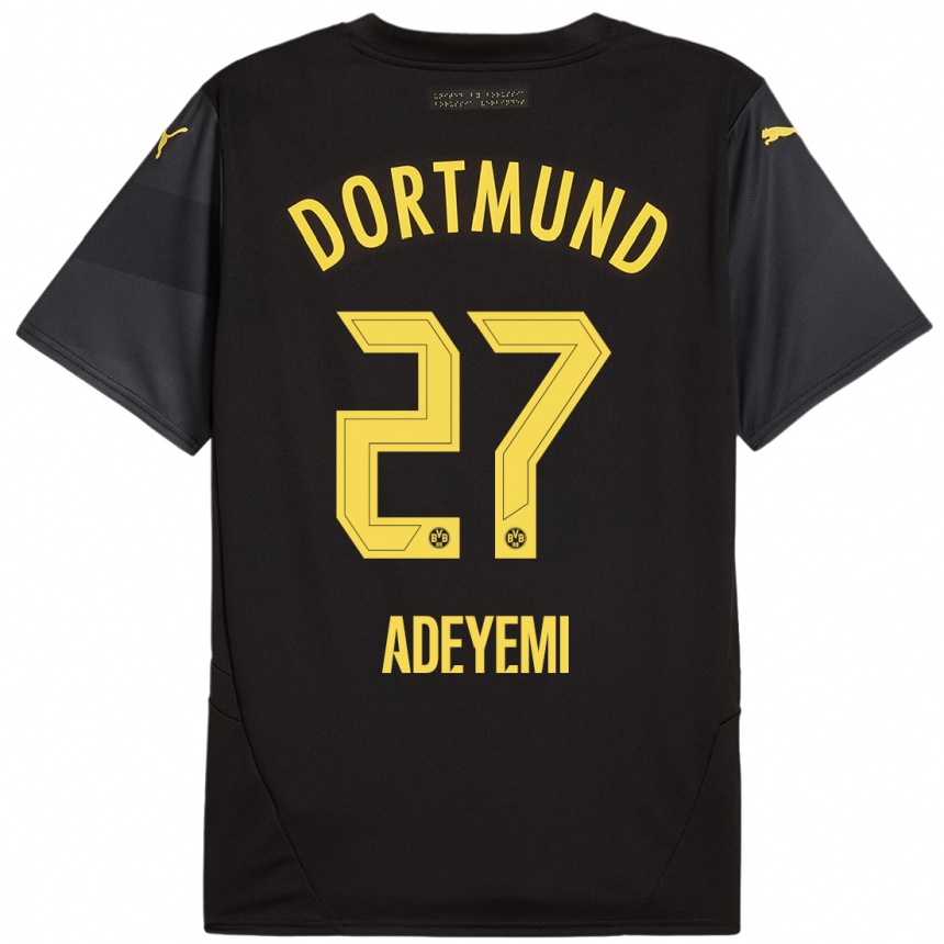 Femme Football Maillot Karim Adeyemi #27 Noir Jaune Tenues Extérieur 2024/25