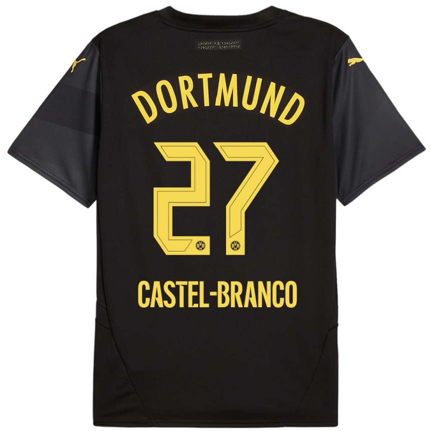 Femme Football Maillot Diego Castel-Branco #27 Noir Jaune Tenues Extérieur 2024/25