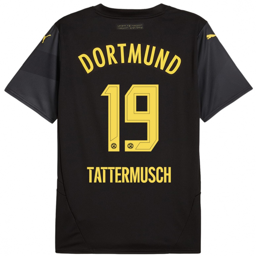 Femme Football Maillot Ted Tattermusch #19 Noir Jaune Tenues Extérieur 2024/25