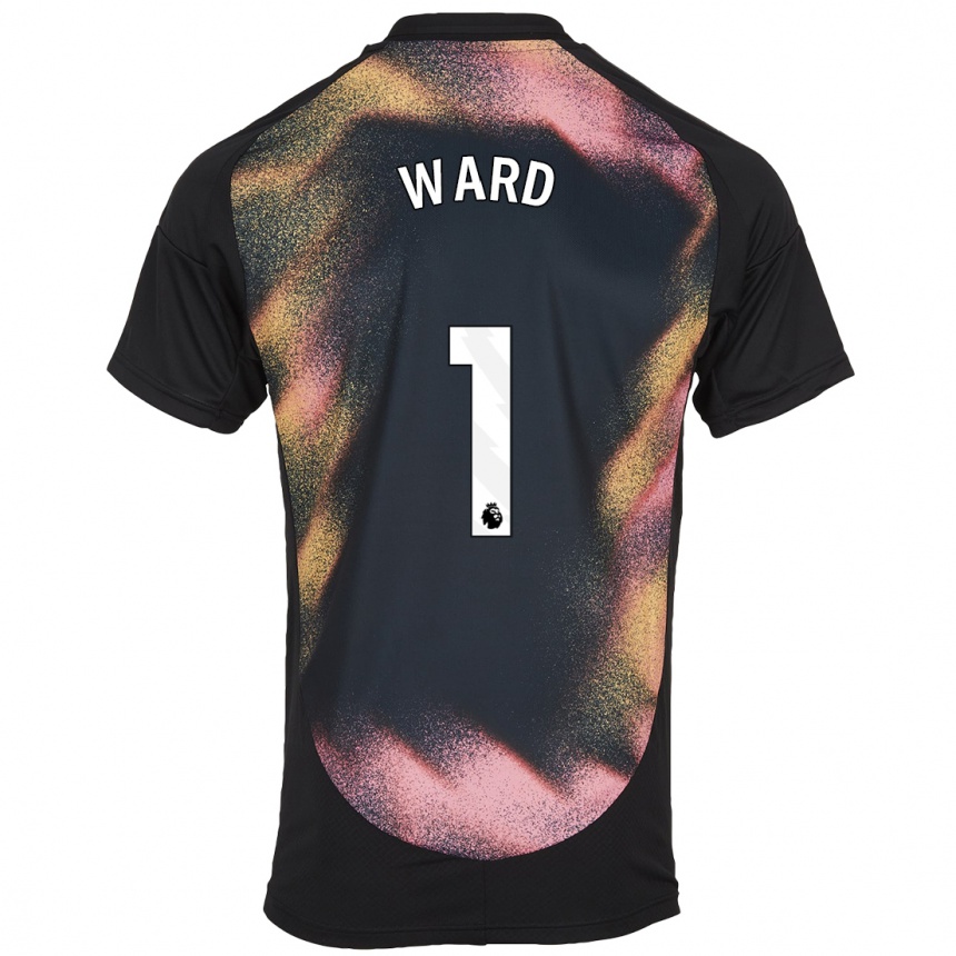 Femme Football Maillot Danny Ward #1 Noir Blanc Tenues Extérieur 2024/25