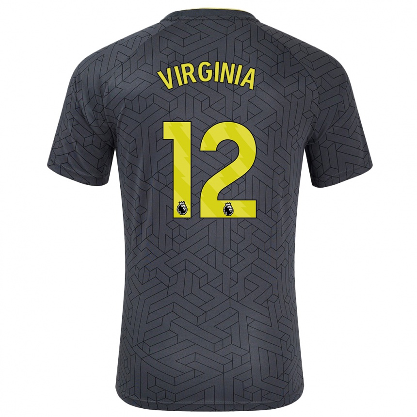 Femme Football Maillot João Virgínia #12 Noir Jaune Tenues Extérieur 2024/25